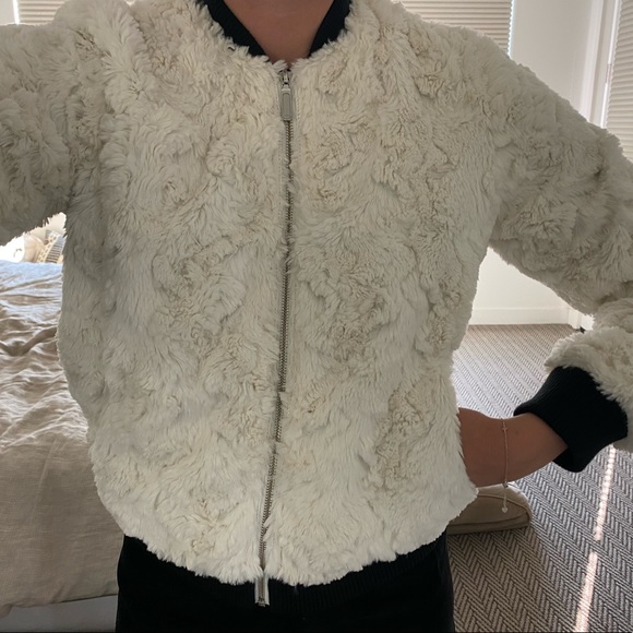 Melrose & market white fuzzy zip up jacket - Picture 6 of 8